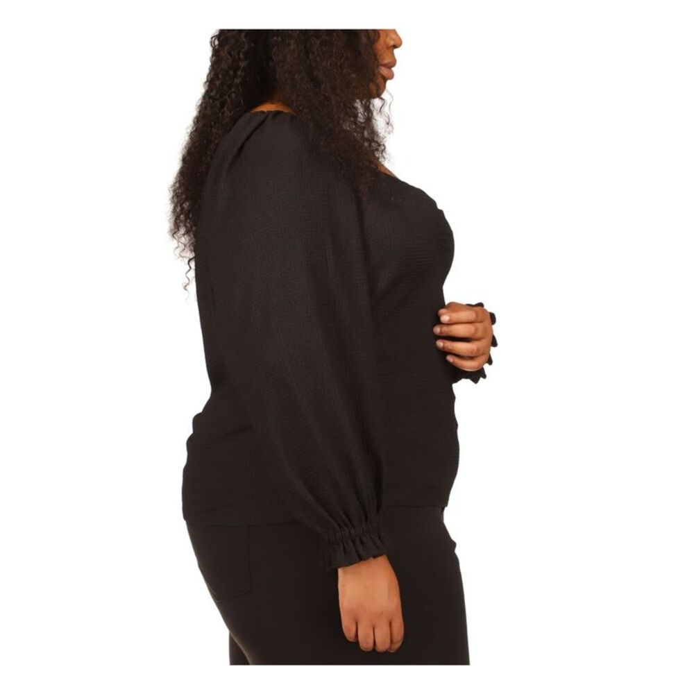 MICHAEL MICHAEL KORS Womens Black Blouson Sleeve Sweetheart Neckline Top Plus 4X - Picture 3 of 4